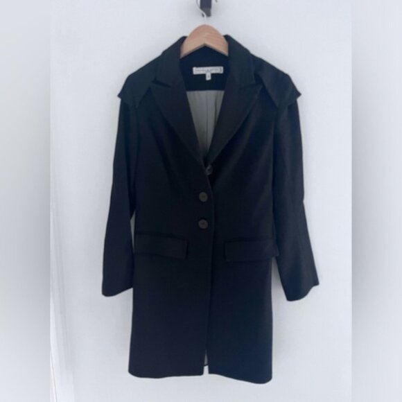 Jackets & Blazers - tavan mitto virgin wool black trench coat size 8